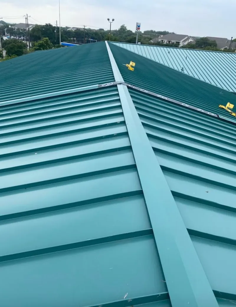 Green commercial metal roof ridge and valley for Metal Roof Repair in Rio Rico